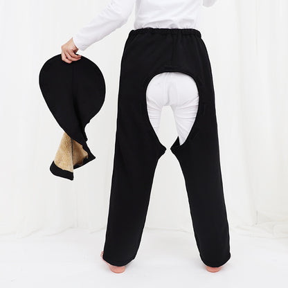 Men's Open Crotch Side Zip Fleeced Pants