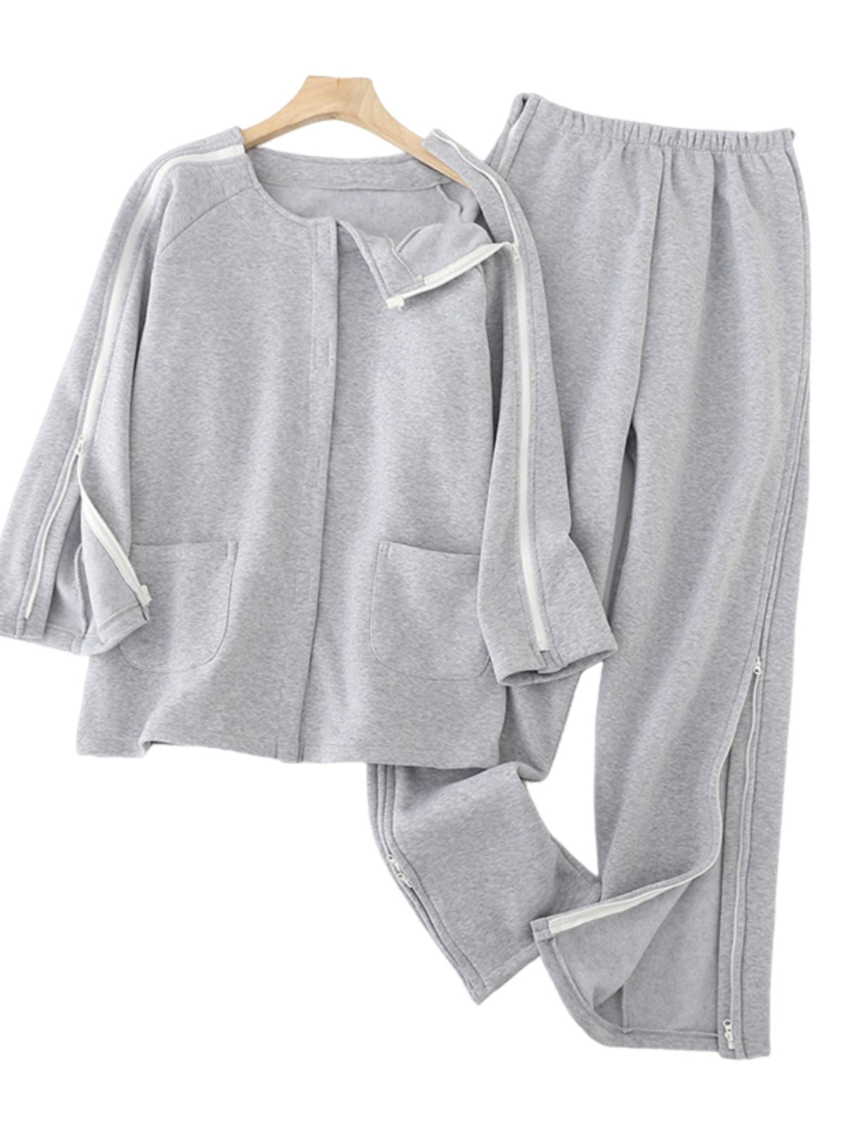 Women's Post Surgery Adaptive Recovery Fleeced Jacket&Pants Set